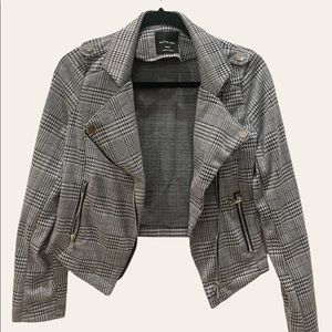 [NEW] On-Trend Plaid Houndstooth Cropped Jacket w/ Pockets